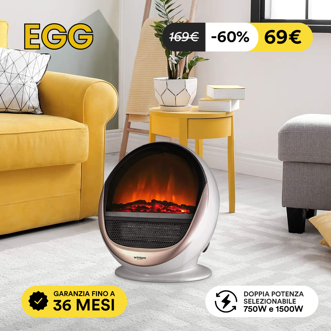 Egg Stufa Elettrica con effetto camino 750/1500 Watt