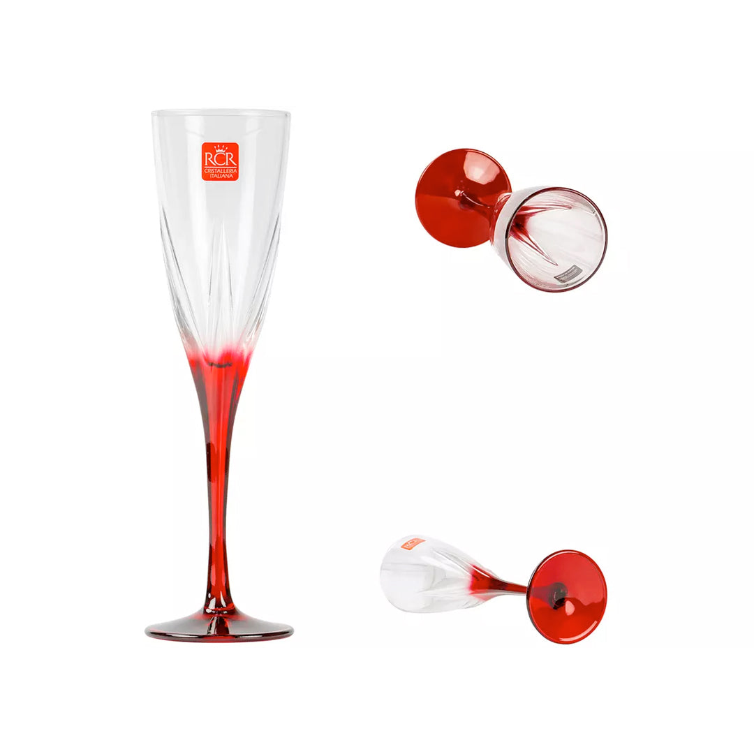 PARTY SET - Set 18 pezzi Party Edition linea Fusion RCR, 6 calici, 6 flutes e 6 bicchieri - Made in Italy
