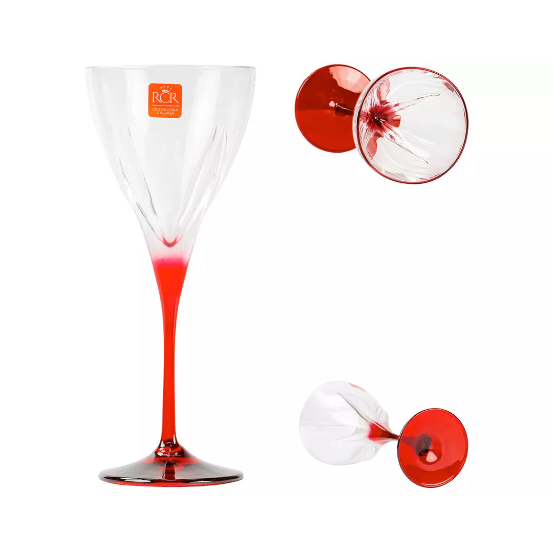 PARTY SET - Set 18 pezzi Party Edition linea Fusion RCR, 6 calici, 6 flutes e 6 bicchieri - Made in Italy
