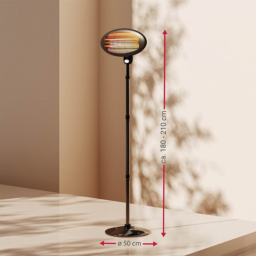 HOTA - Stufa elettrica da esterno supporto telescopico per balcone e terrazza 2000W - 3 impostazioni di calore