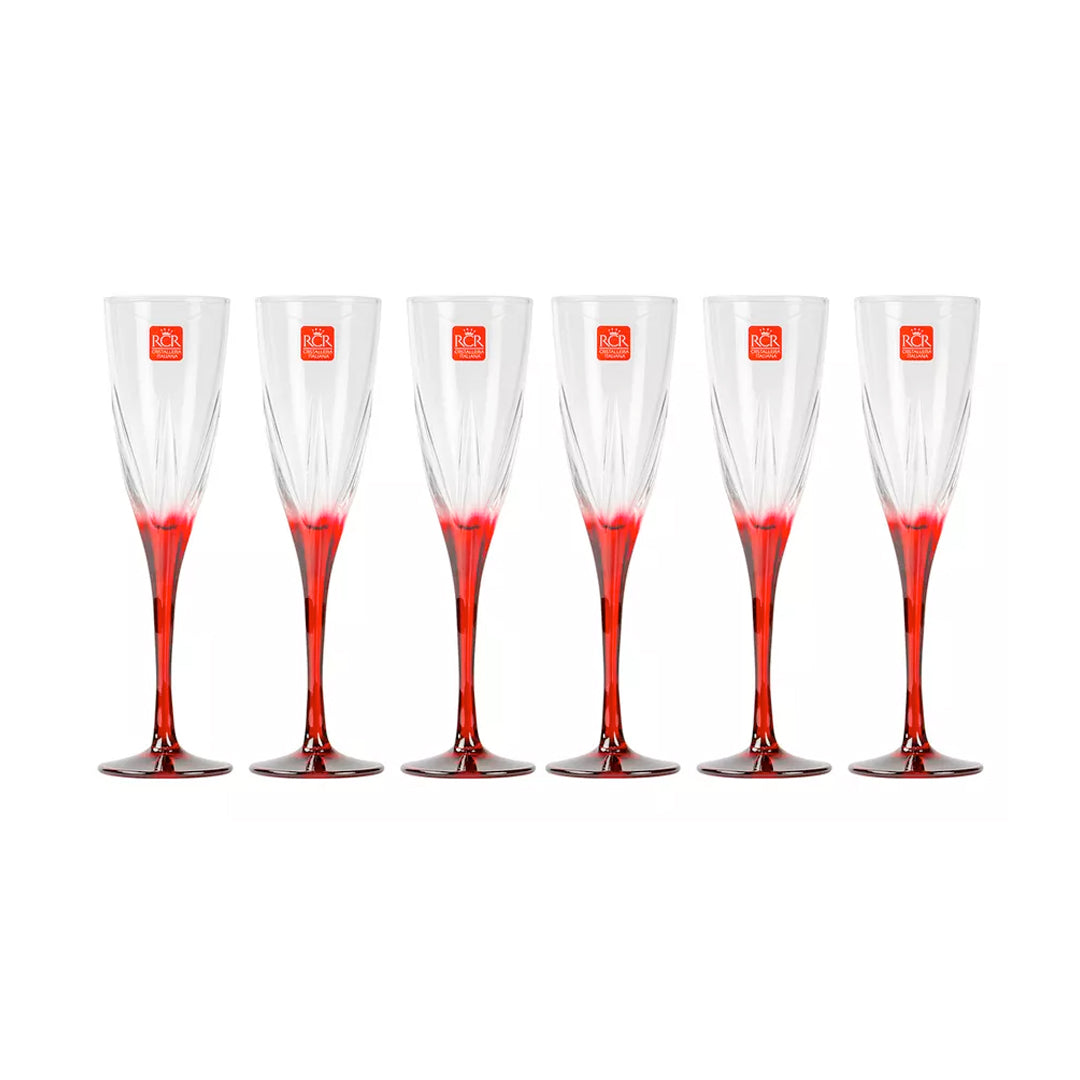 PARTY SET - Set 18 pezzi Party Edition linea Fusion RCR, 6 calici, 6 flutes e 6 bicchieri - Made in Italy