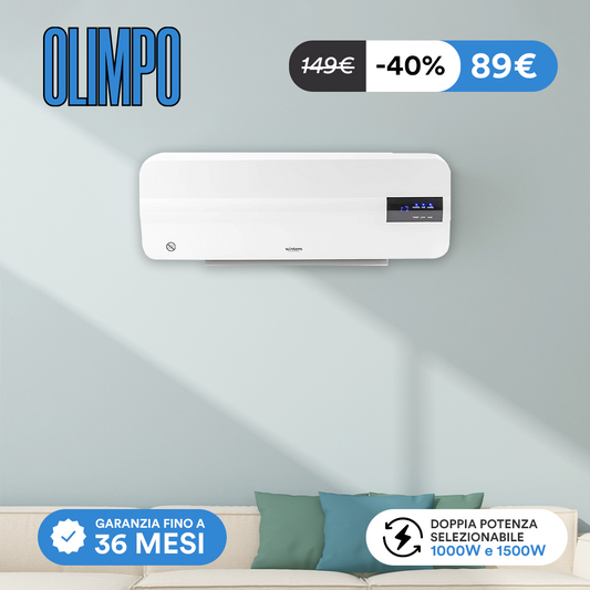 Olimpo Termoventilatore a Muro con Timer in Ceramica 2000W Display LCD