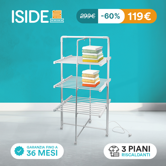 Iside Stendibiancheria a Torre, Stendino Elettrico 3 Piani, Stendi Biancheria